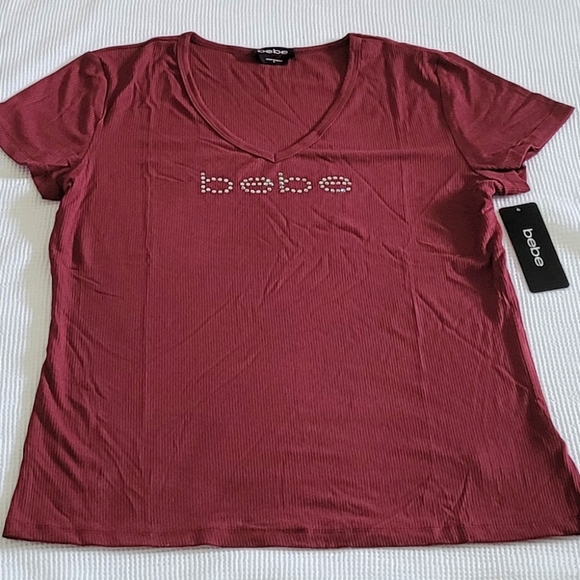 bebe Pomegranate Ribbed Top - NWT - Picture 10 of 12